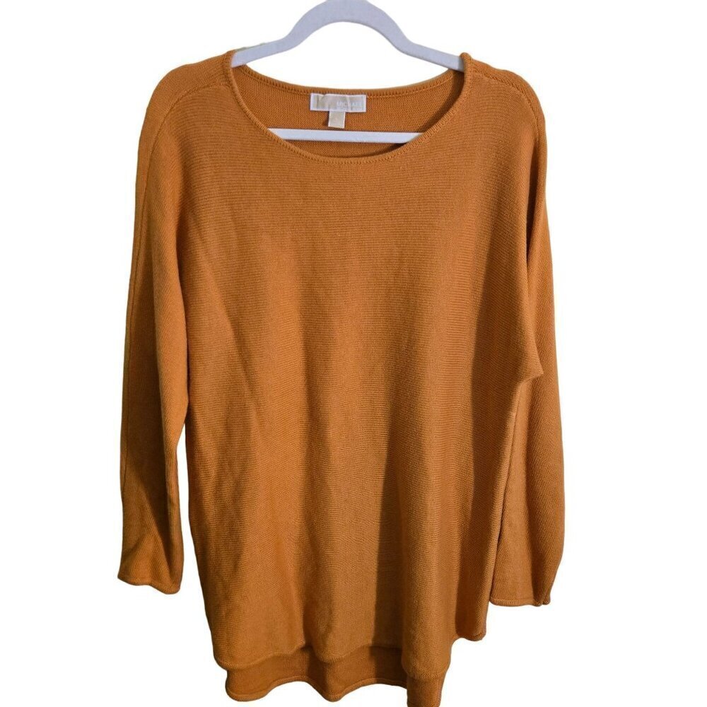 Michael Michael Kors Maple Leaf Side Zip Boat Neck Mustard Tunic Sweater Size L